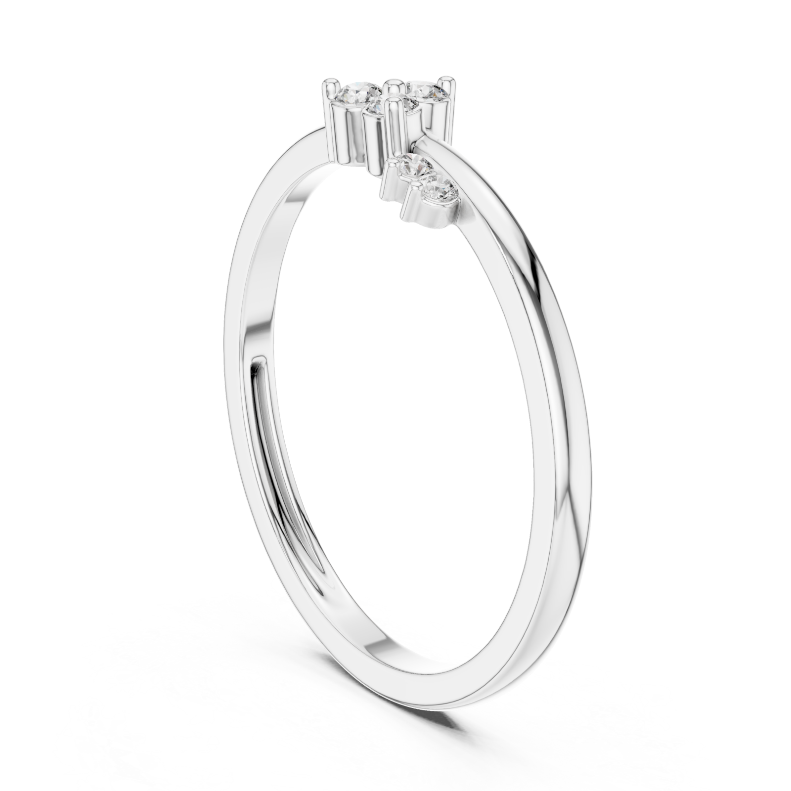  White Gold Celestial Three Stone Whisper Band Left View