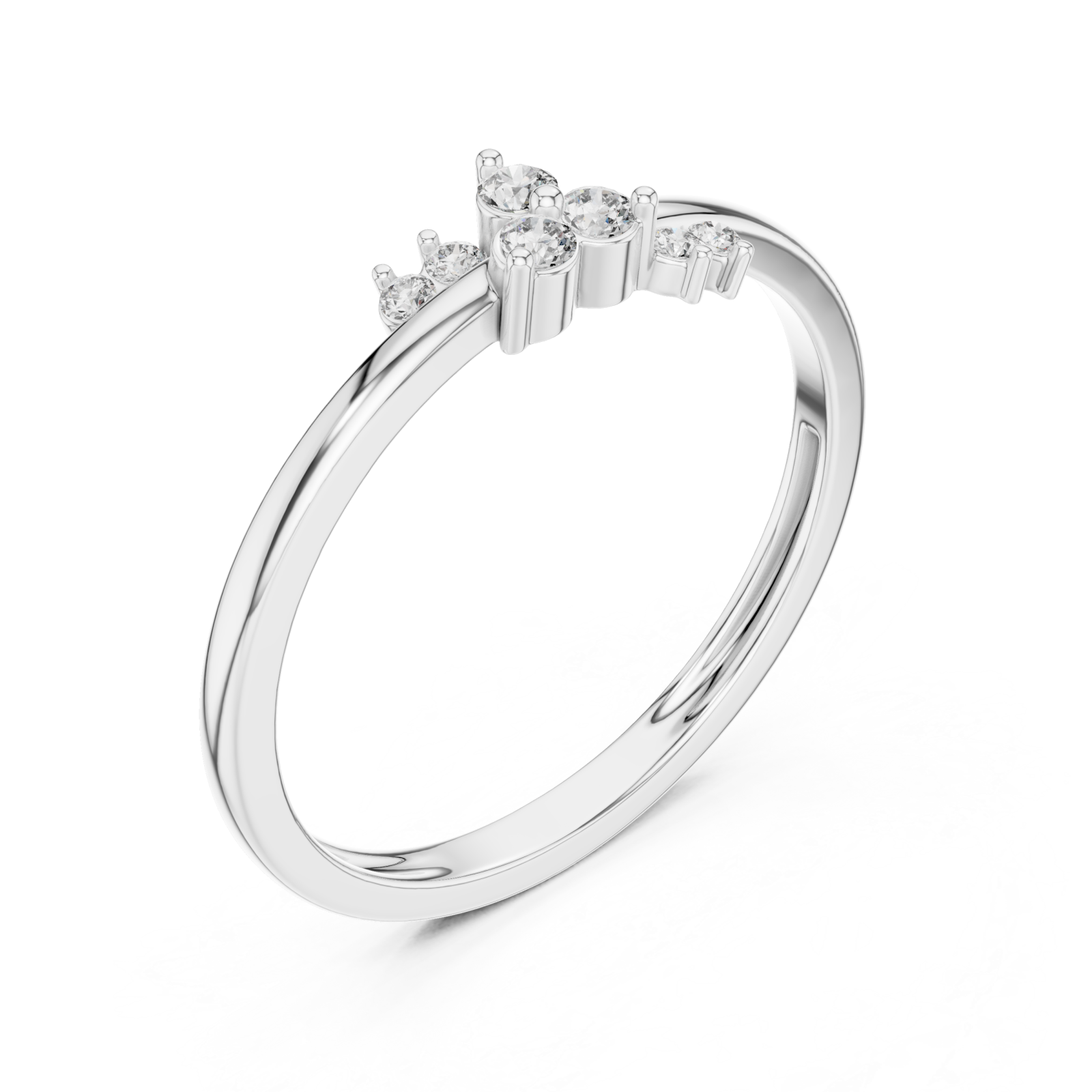  White Gold Celestial Three Stone Whisper Band Right View