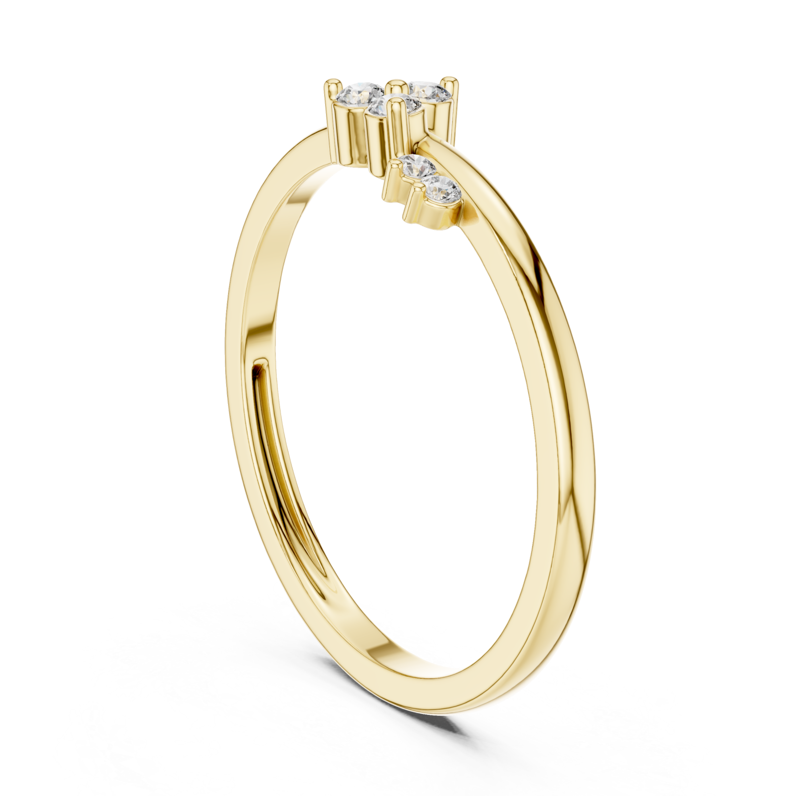  Gold Celestial Three Stone Whisper Band Left View
