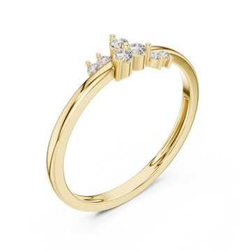 Gold Celestial Three Stone Whisper Band Right View