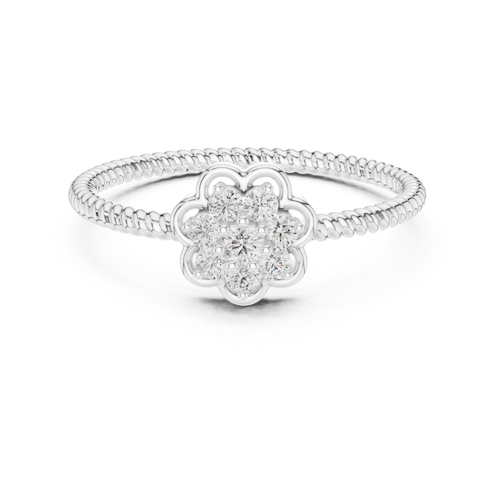  White Gold Twilight Garden Blossom Band Front View