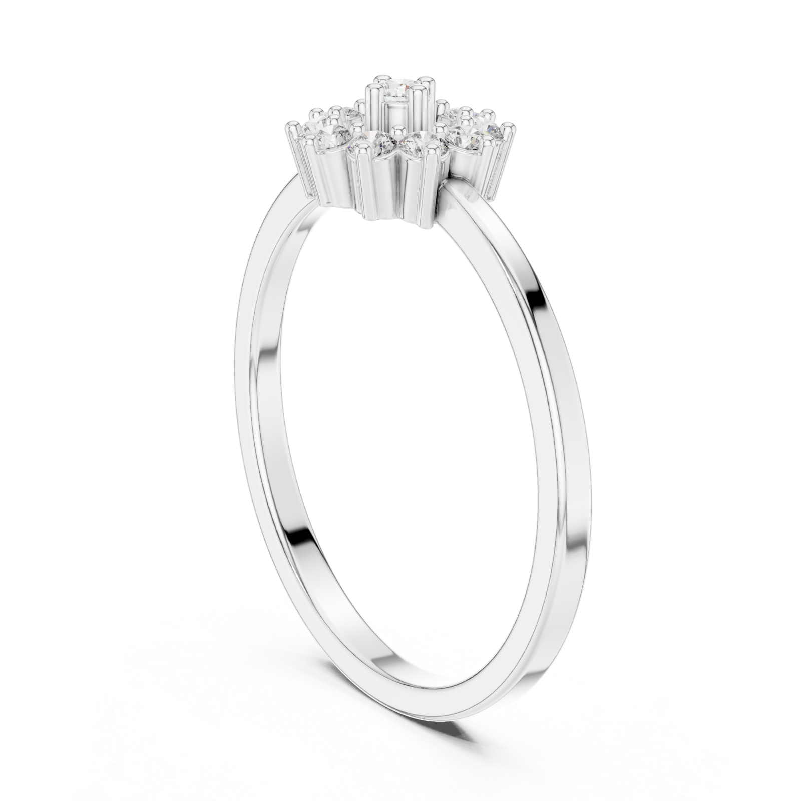  White Gold Celestial Blossom Halo Ring Left View
