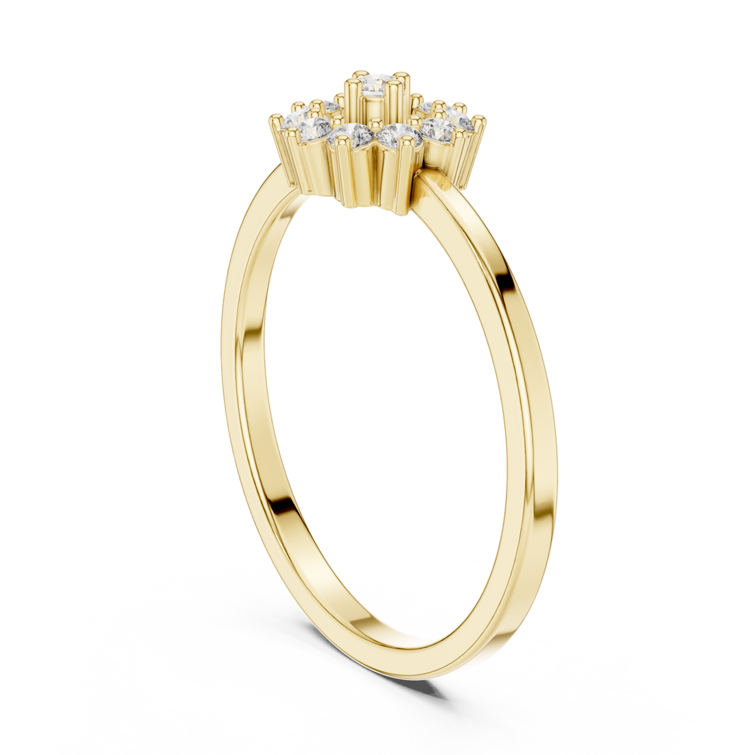 Gold Celestial Blossom Halo Ring Right View