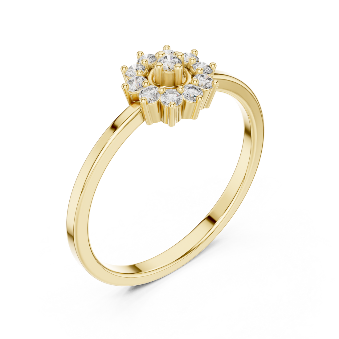 Gold Celestial Blossom Halo Ring Right View