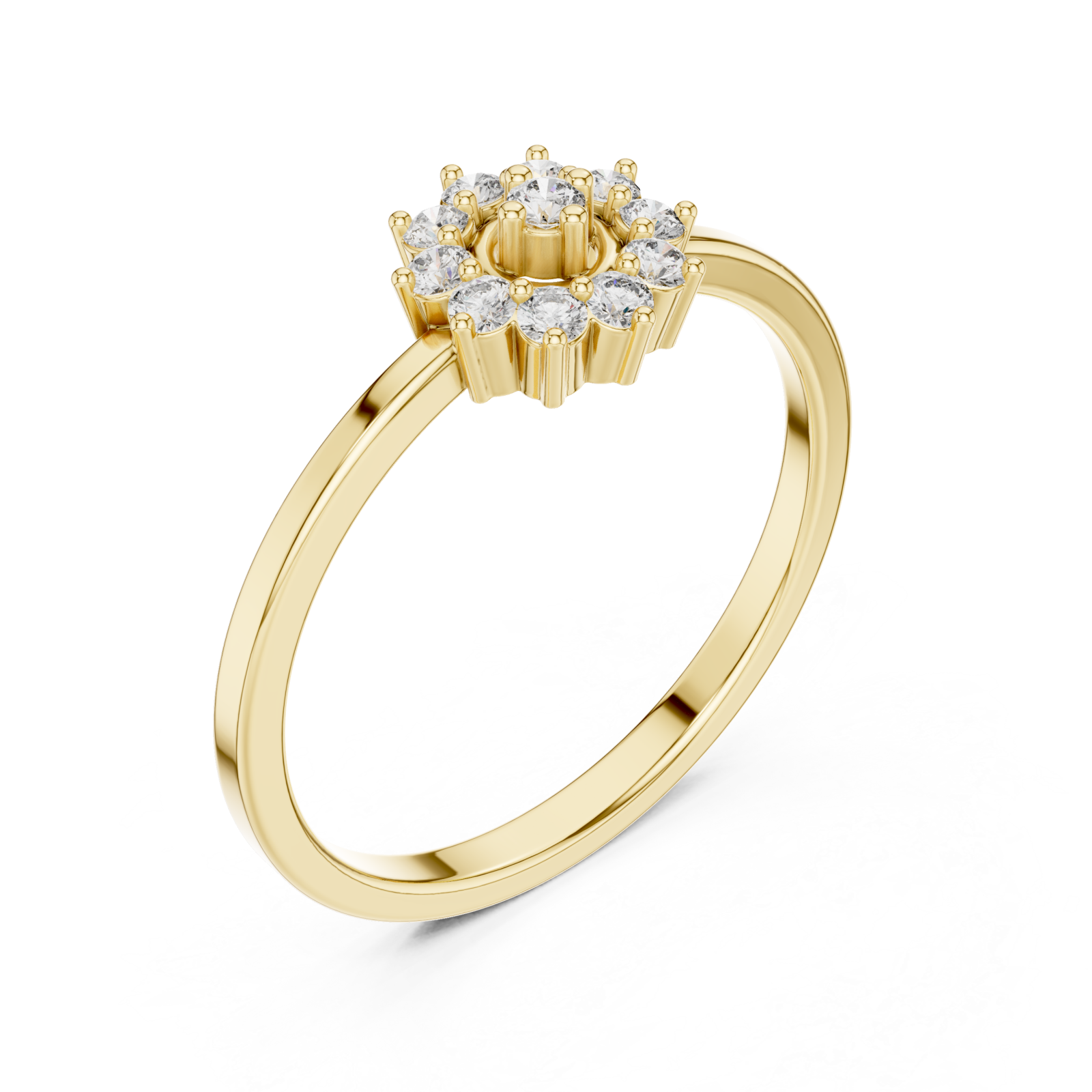 Gold Celestial Blossom Halo Ring Right View