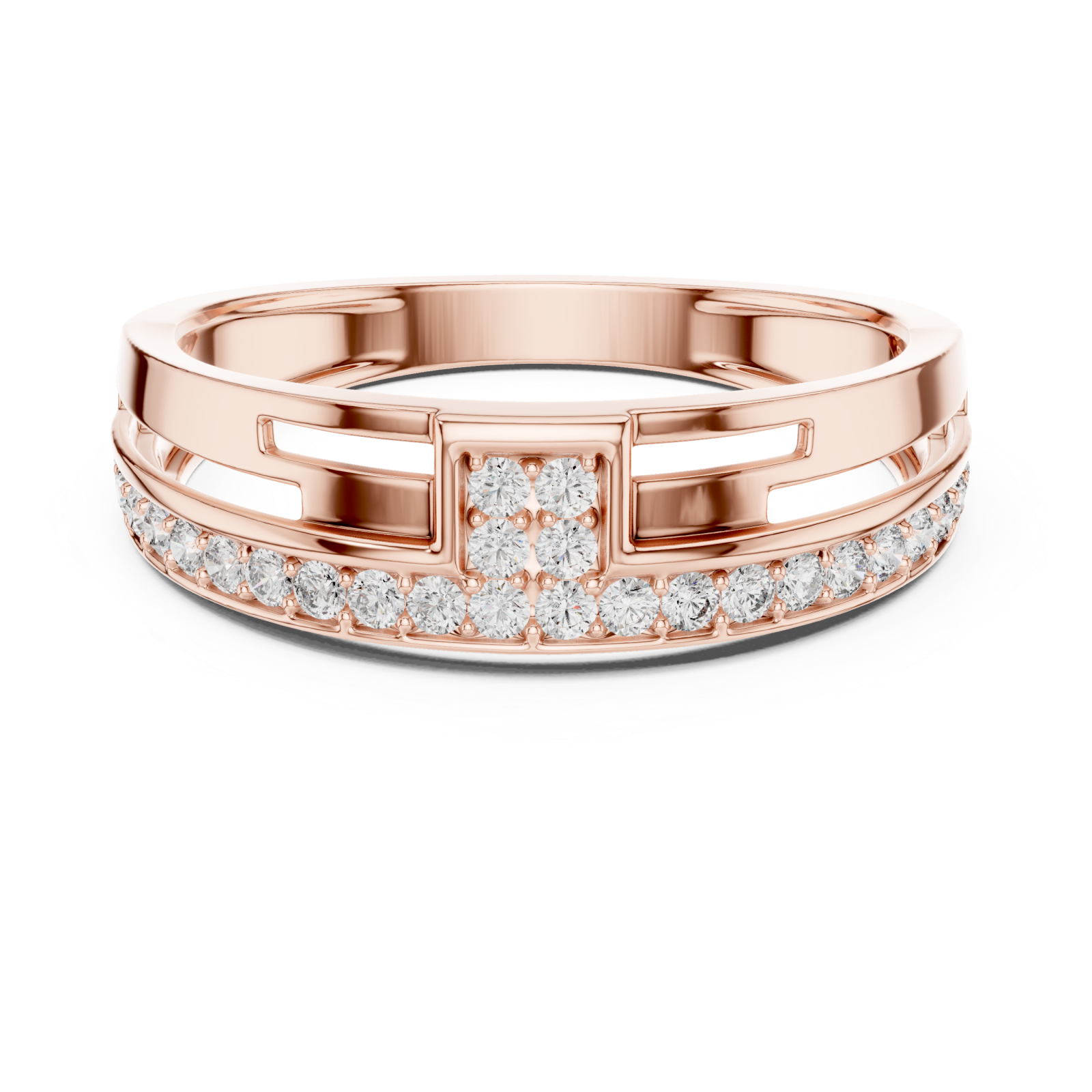  Rose Gold Ethereal Path Radiance Statement Ring Front View