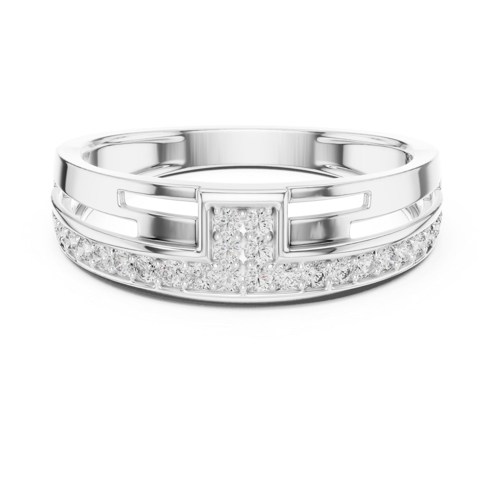  White Gold Ethereal Path Radiance Statement Ring Front View