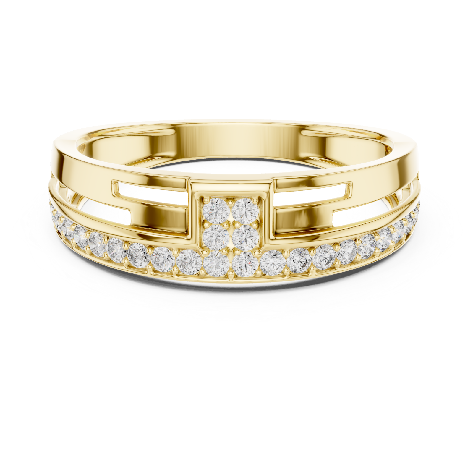  Gold Ethereal Path Radiance Statement Ring Front View