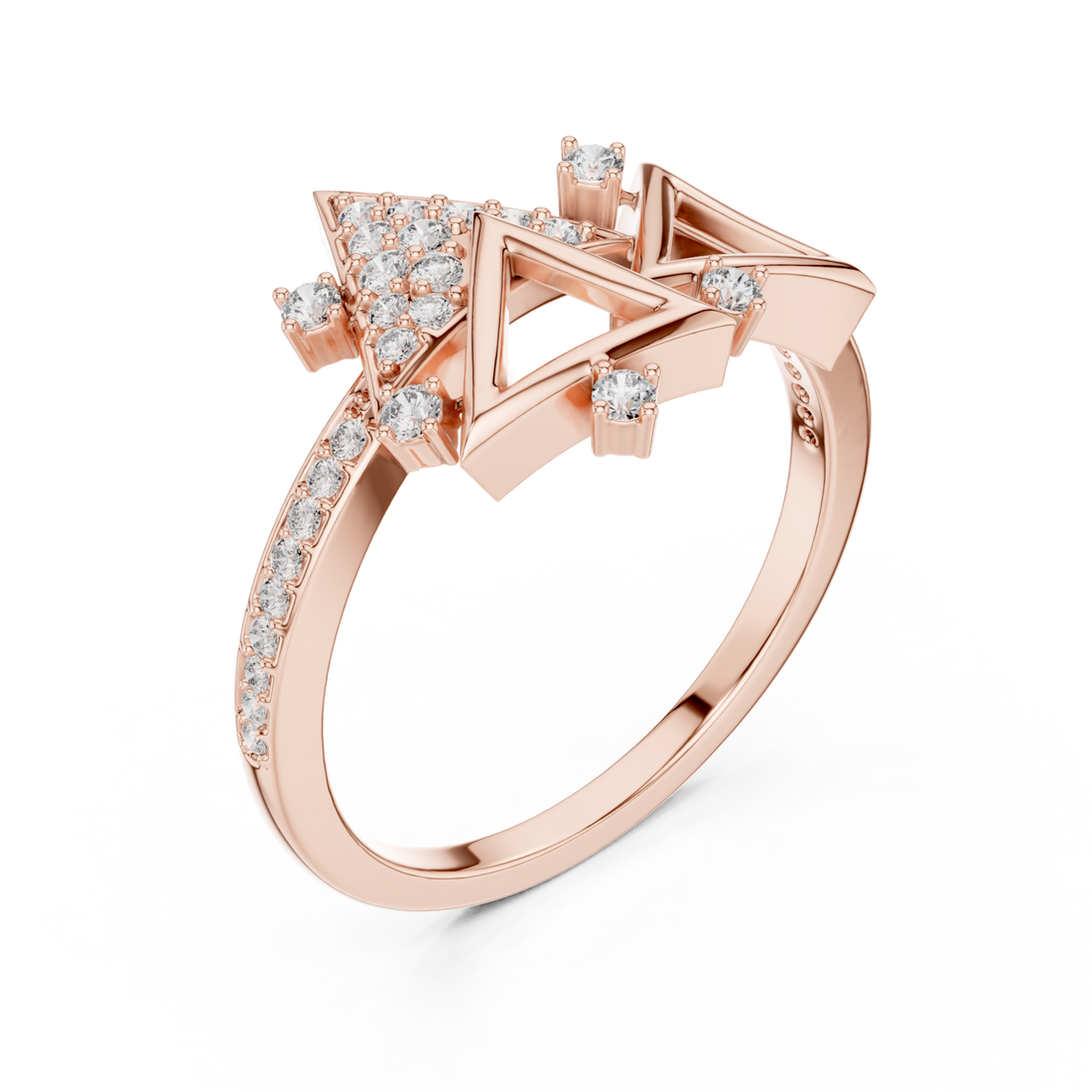  Rose Gold Graceful Flair Arrow Cluster Statement Ring Right View