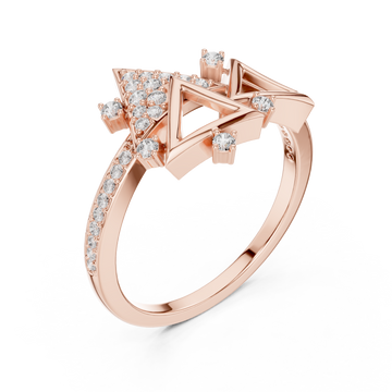  Rose Gold Graceful Flair Arrow Cluster Statement Ring Right View