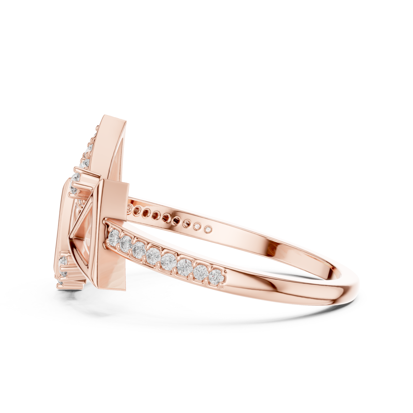  Rose Gold Graceful Flair Arrow Cluster Statement Ring Side View