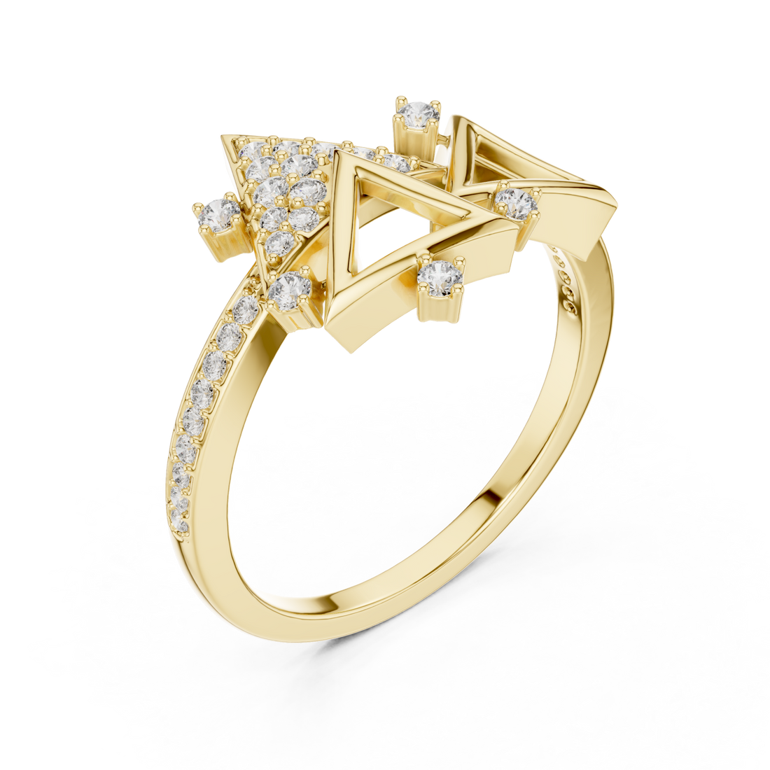 Gold Graceful Flair Arrow Cluster Statement Ring Right View