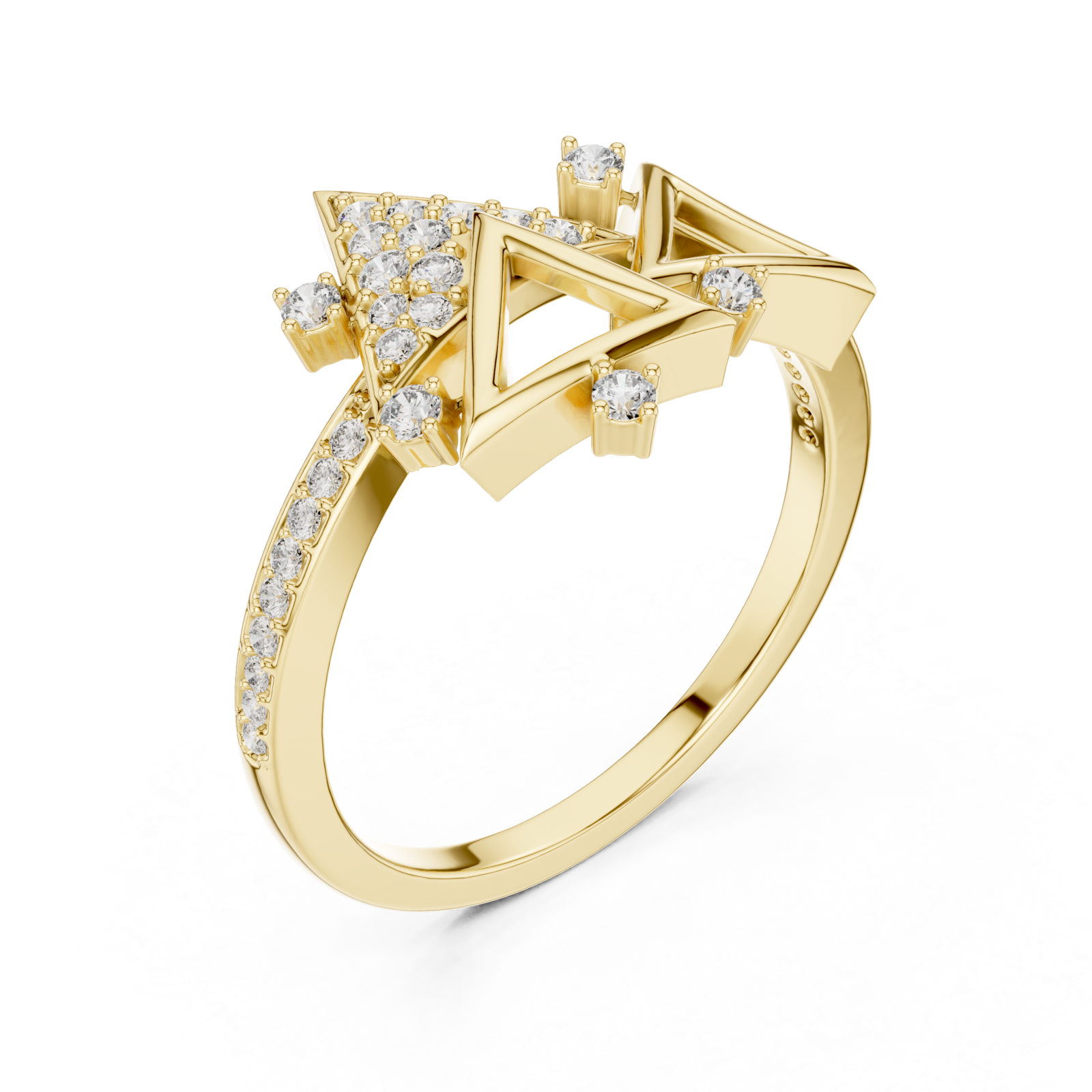 Gold Graceful Flair Arrow Cluster Statement Ring Right View