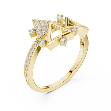 Gold Graceful Flair Arrow Cluster Statement Ring Right View