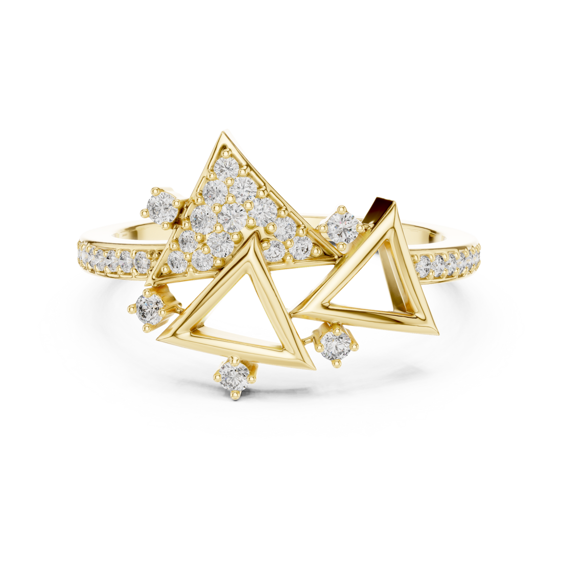 Gold Graceful Flair Arrow Cluster Statement Ring Right View