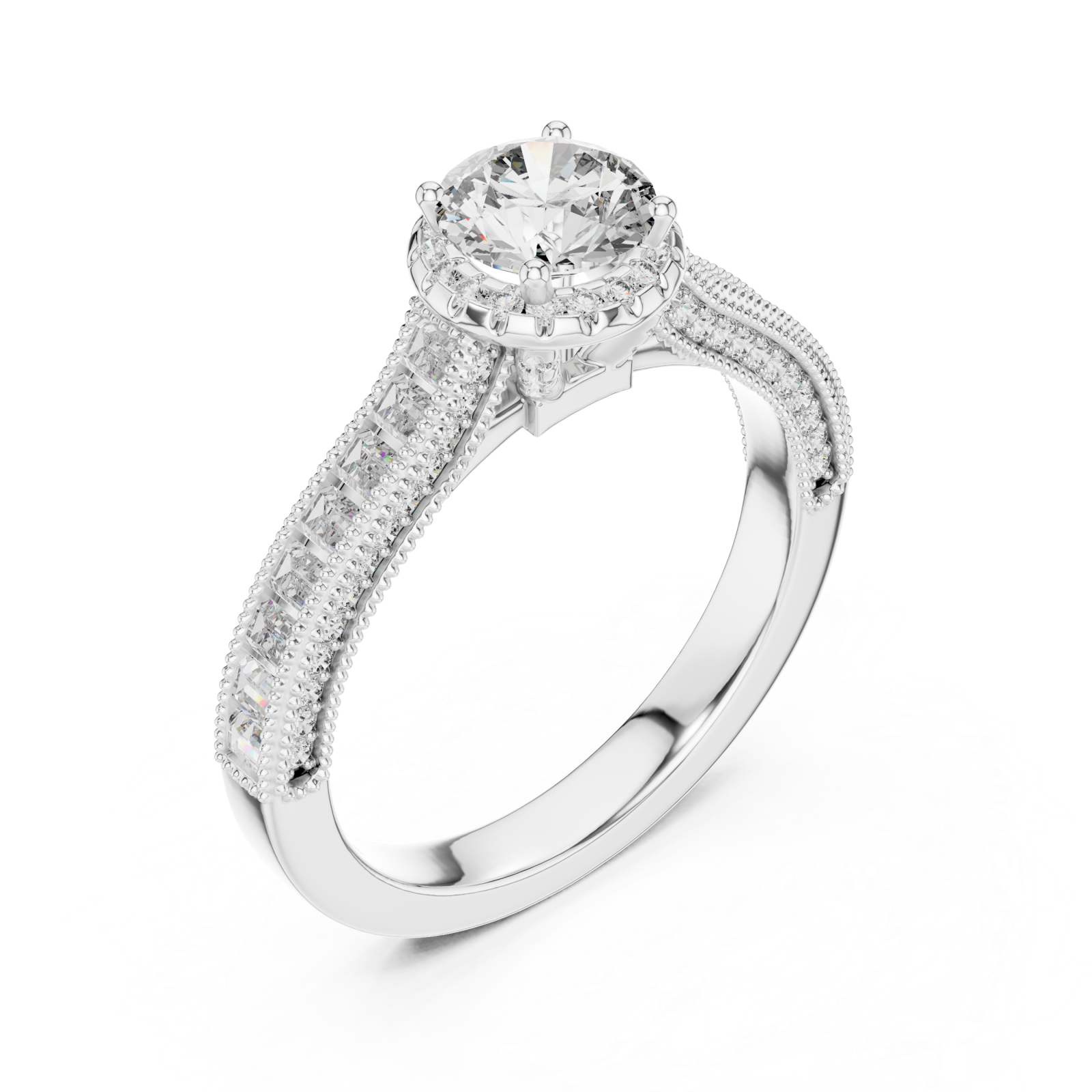  White Gold Radiant Double Band Grace Halo Ring Right View
