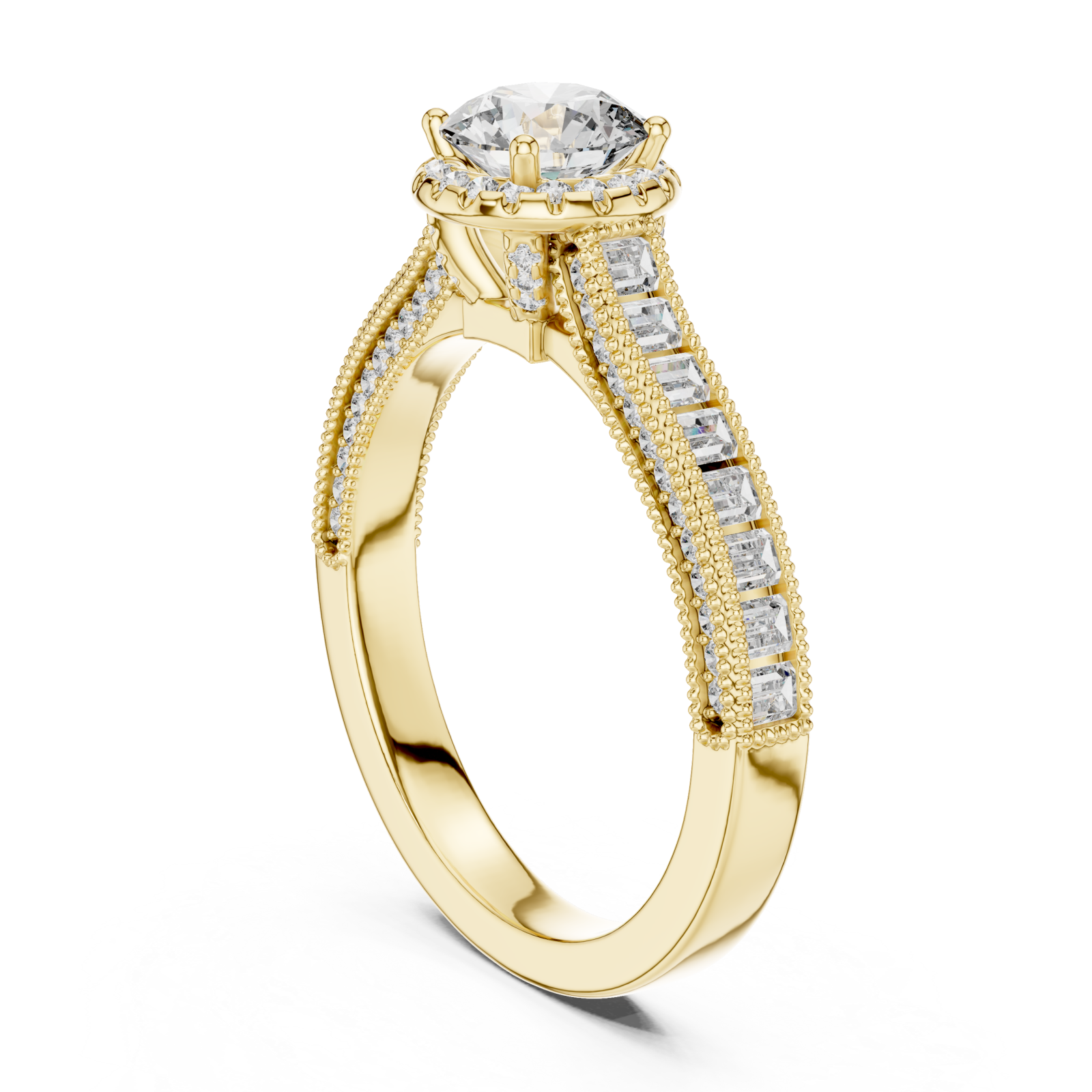  Gold Radiant Double Band Grace Halo Ring Left View