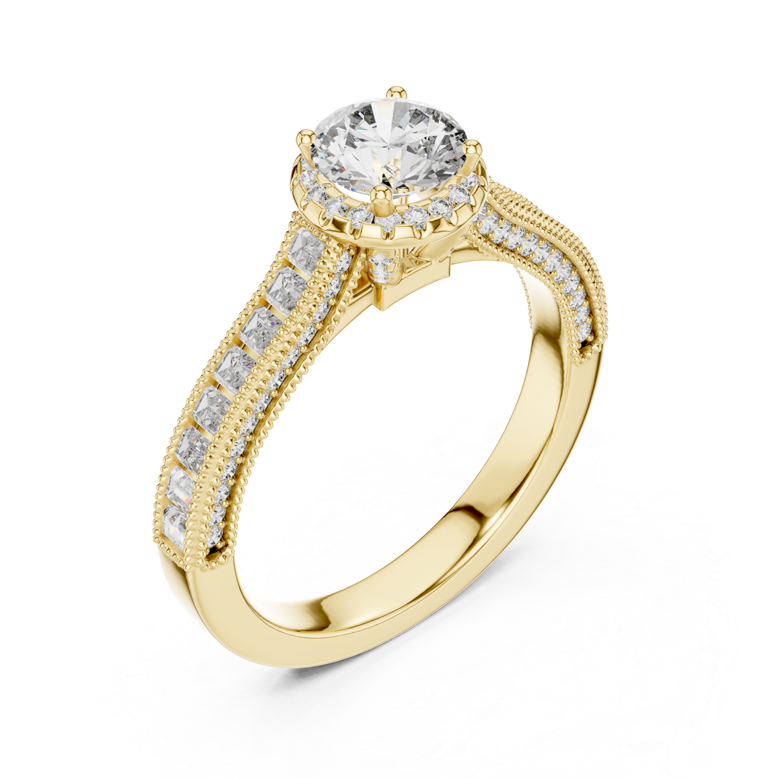 Gold Radiant Double Band Grace Halo Ring Right View