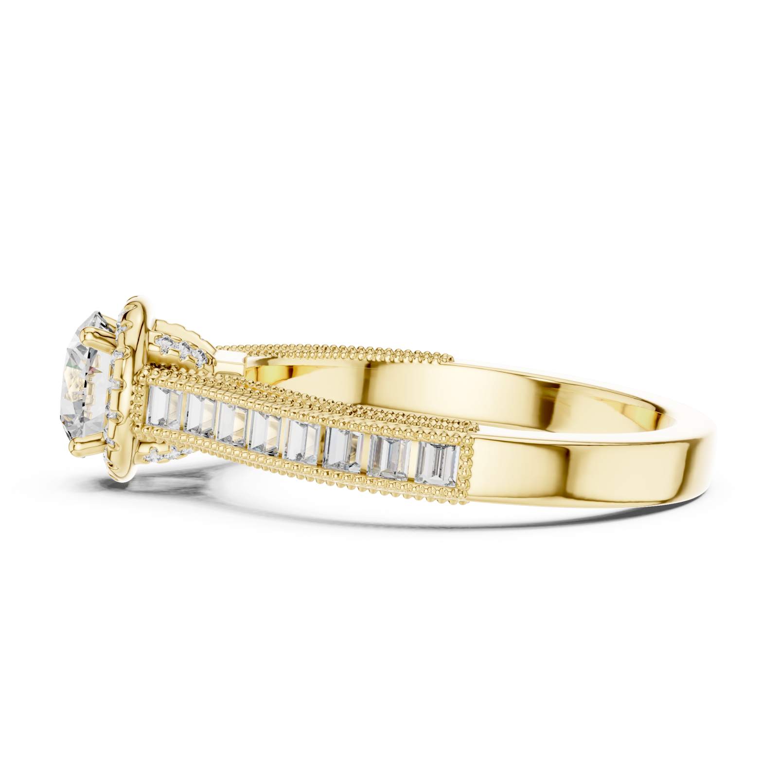  Gold Radiant Double Band Grace Halo Ring Side View