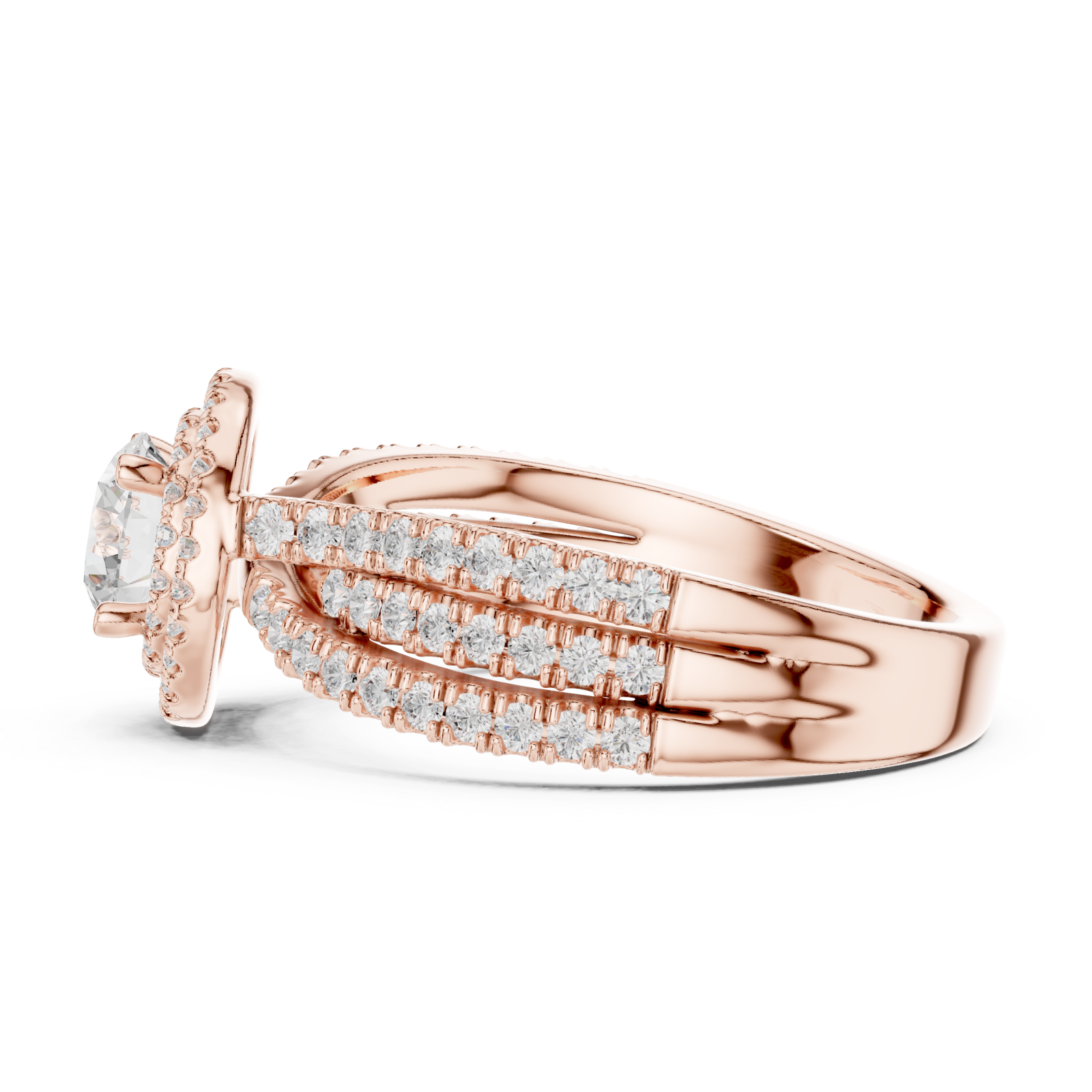  Rose Gold Luminous Infinity Silhouette Sparkle Ring Side View