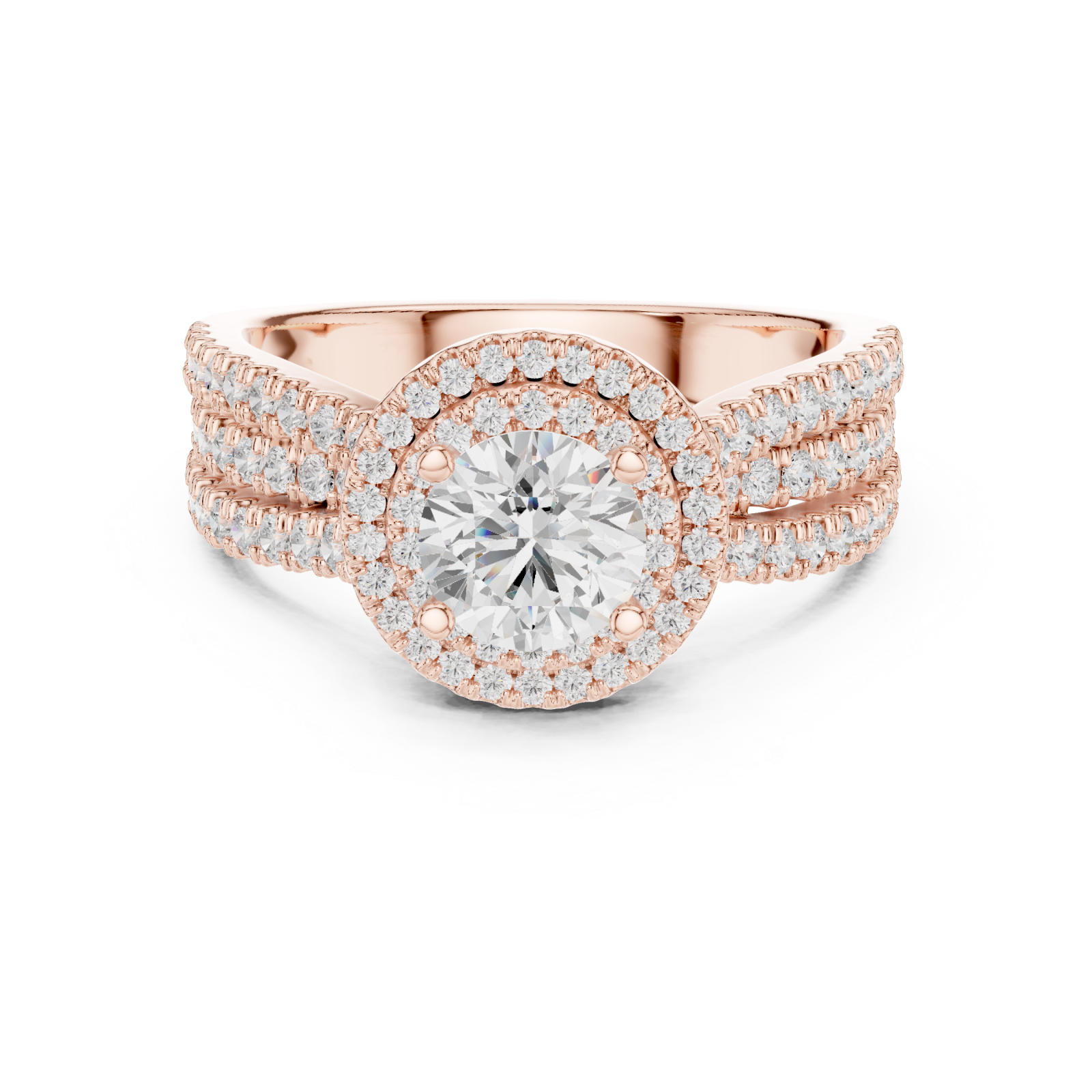  Rose Gold Luminous Infinity Silhouette Sparkle Ring Front View