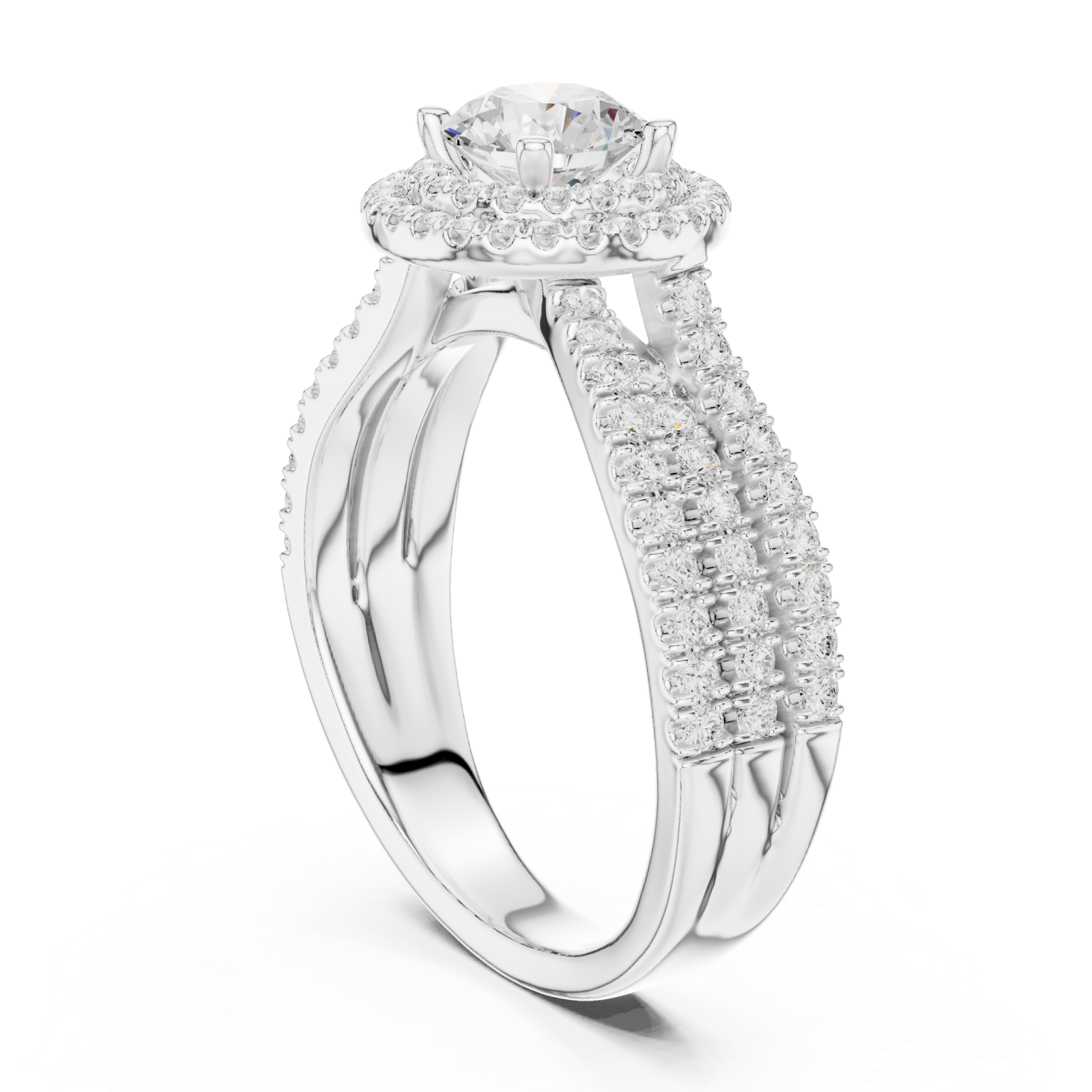  White Gold Luminous Infinity Silhouette Sparkle Ring Left View