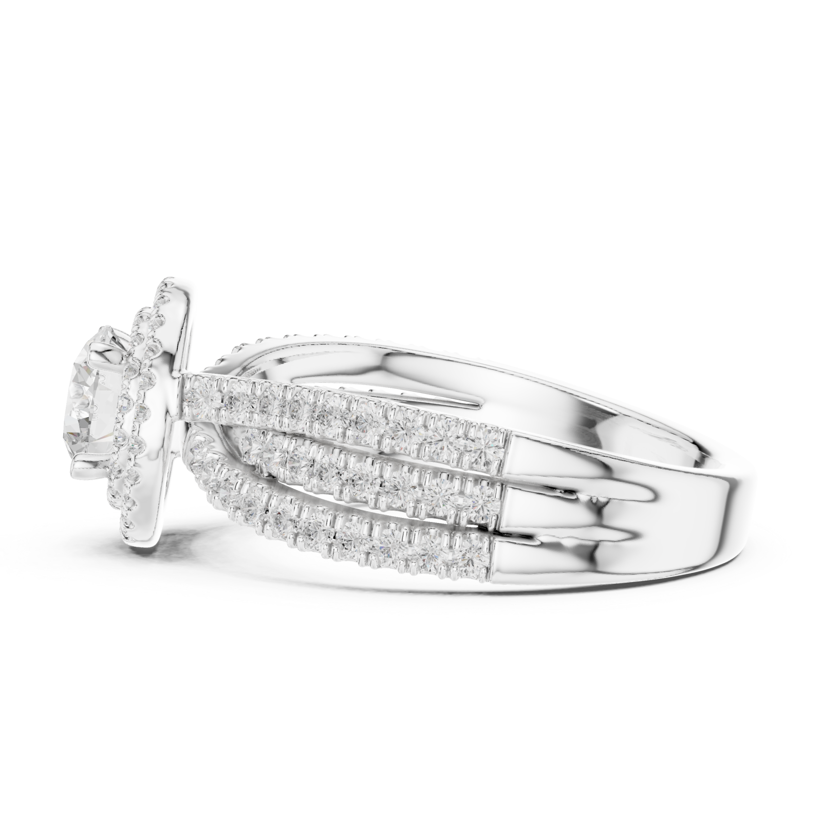  White Gold Luminous Infinity Silhouette Sparkle Ring Side View