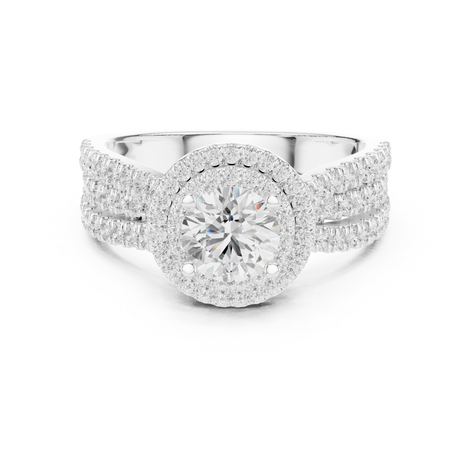  White Gold Luminous Infinity Silhouette Sparkle Ring Front View