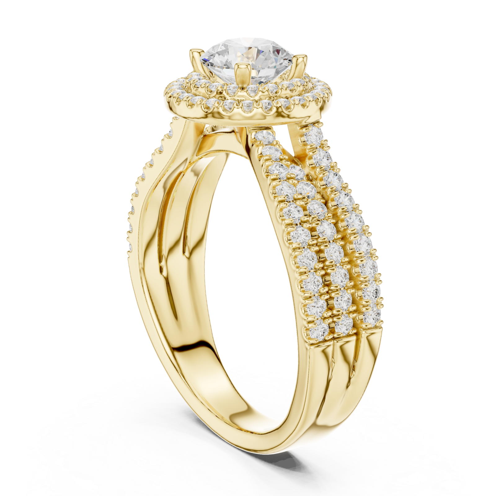  Gold Luminous Infinity Silhouette Sparkle Ring Left View