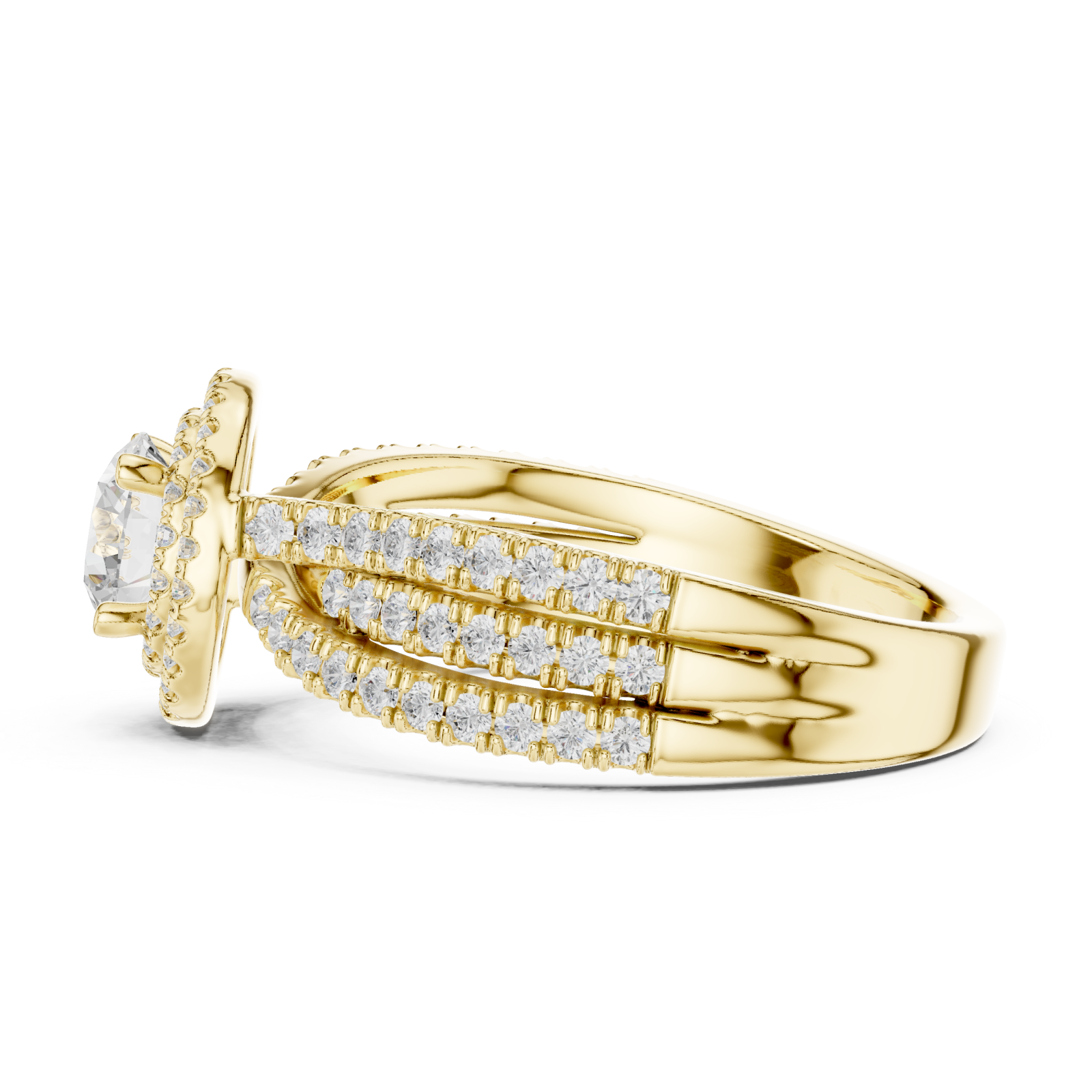  Gold Luminous Infinity Silhouette Sparkle Ring Side View