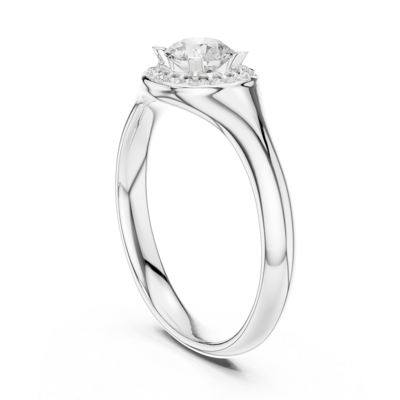  White Gold Celestial Halo Cluster Ring Left View