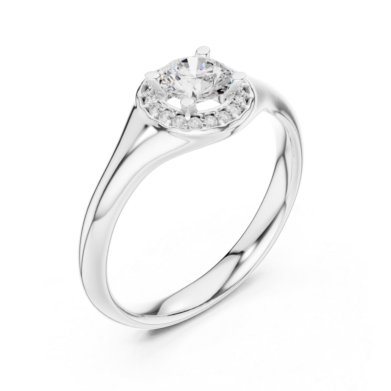  White Gold Celestial Halo Cluster Ring Right View