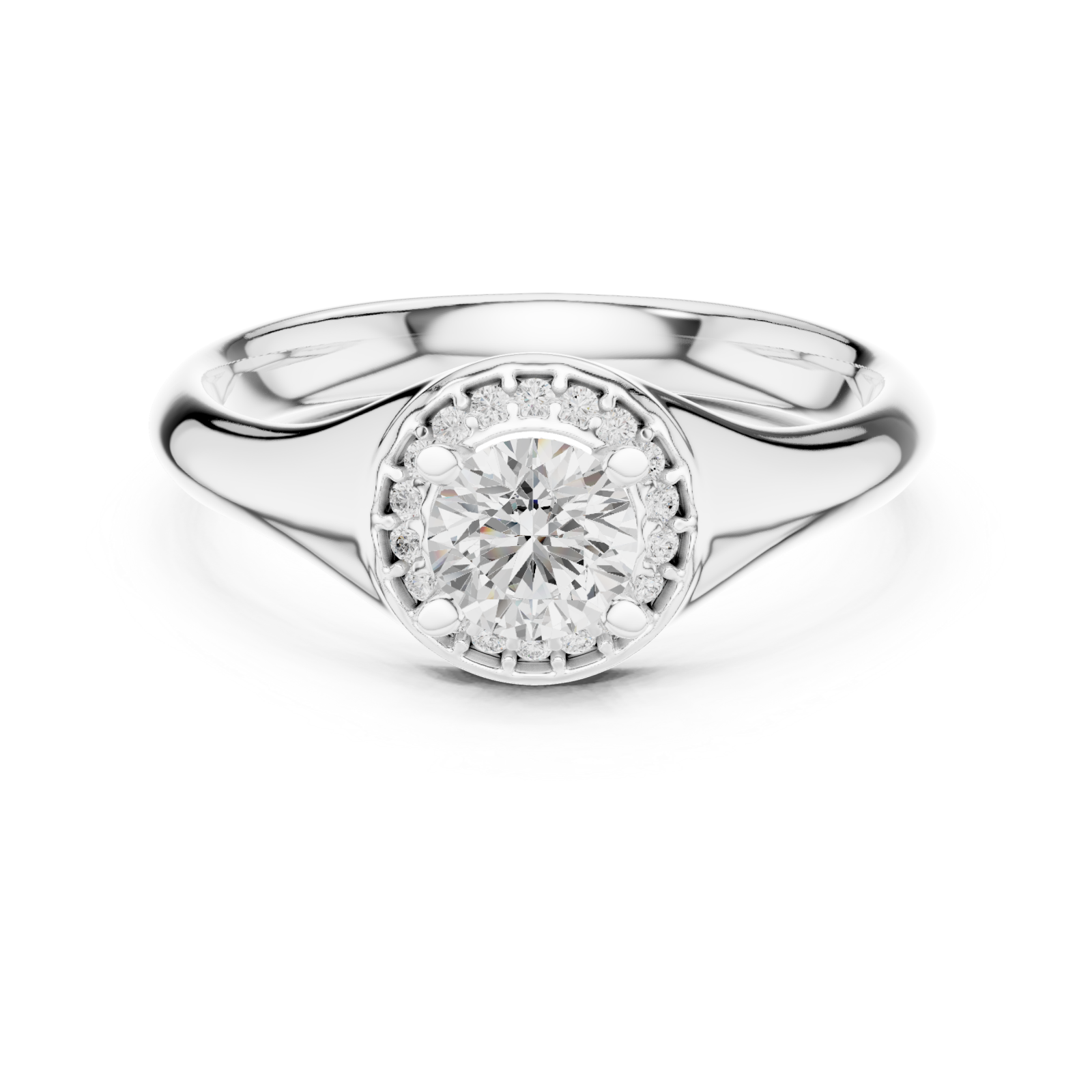  White Gold Celestial Halo Cluster Ring Front View