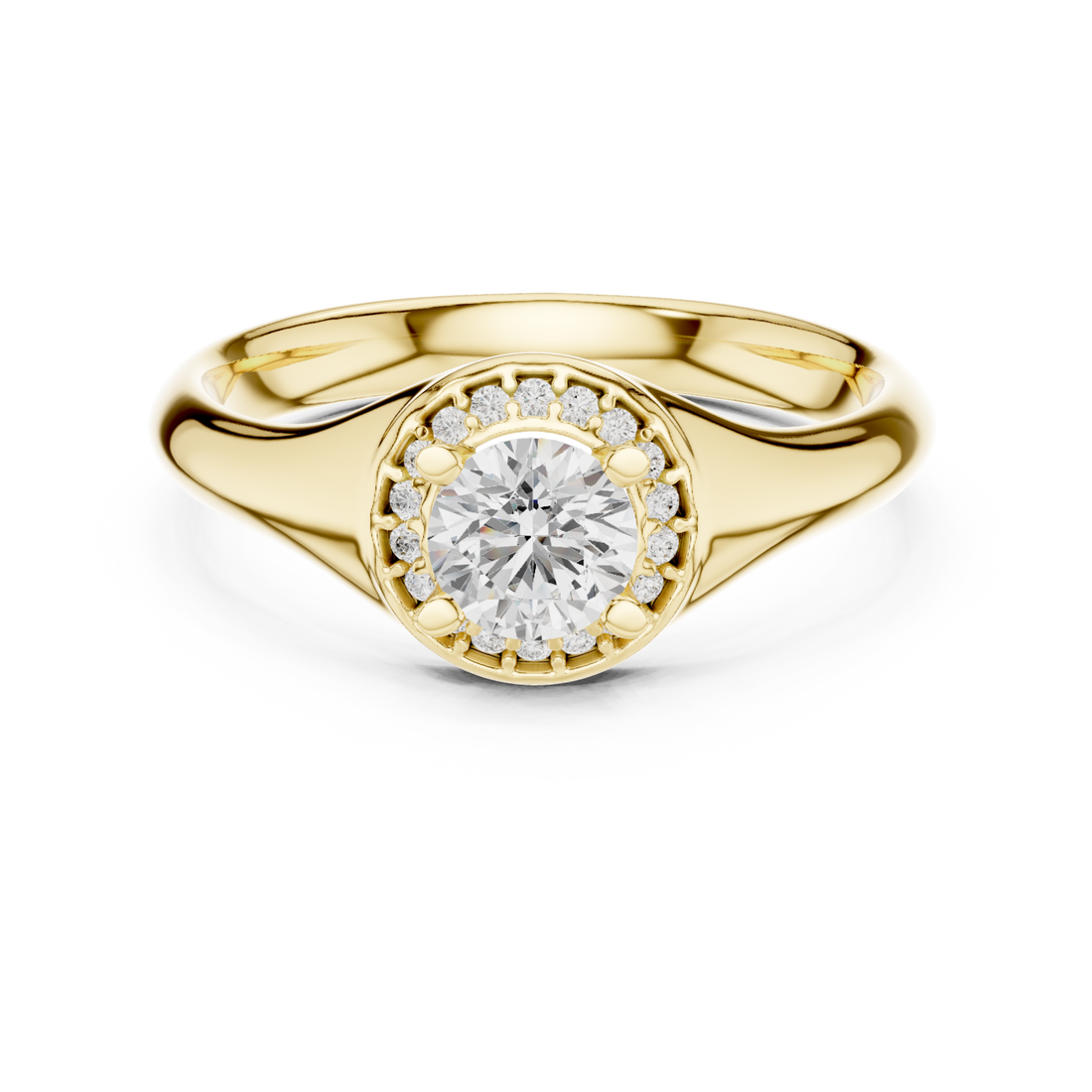 Gold Celestial Halo Cluster Ring Right View