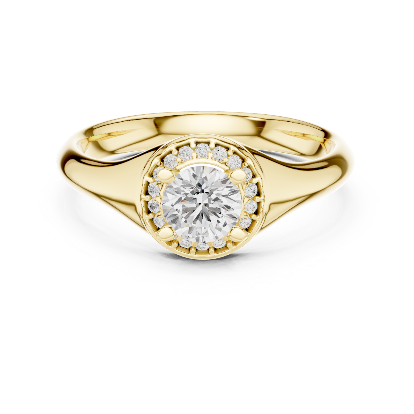  Gold Celestial Halo Cluster Ring Front View