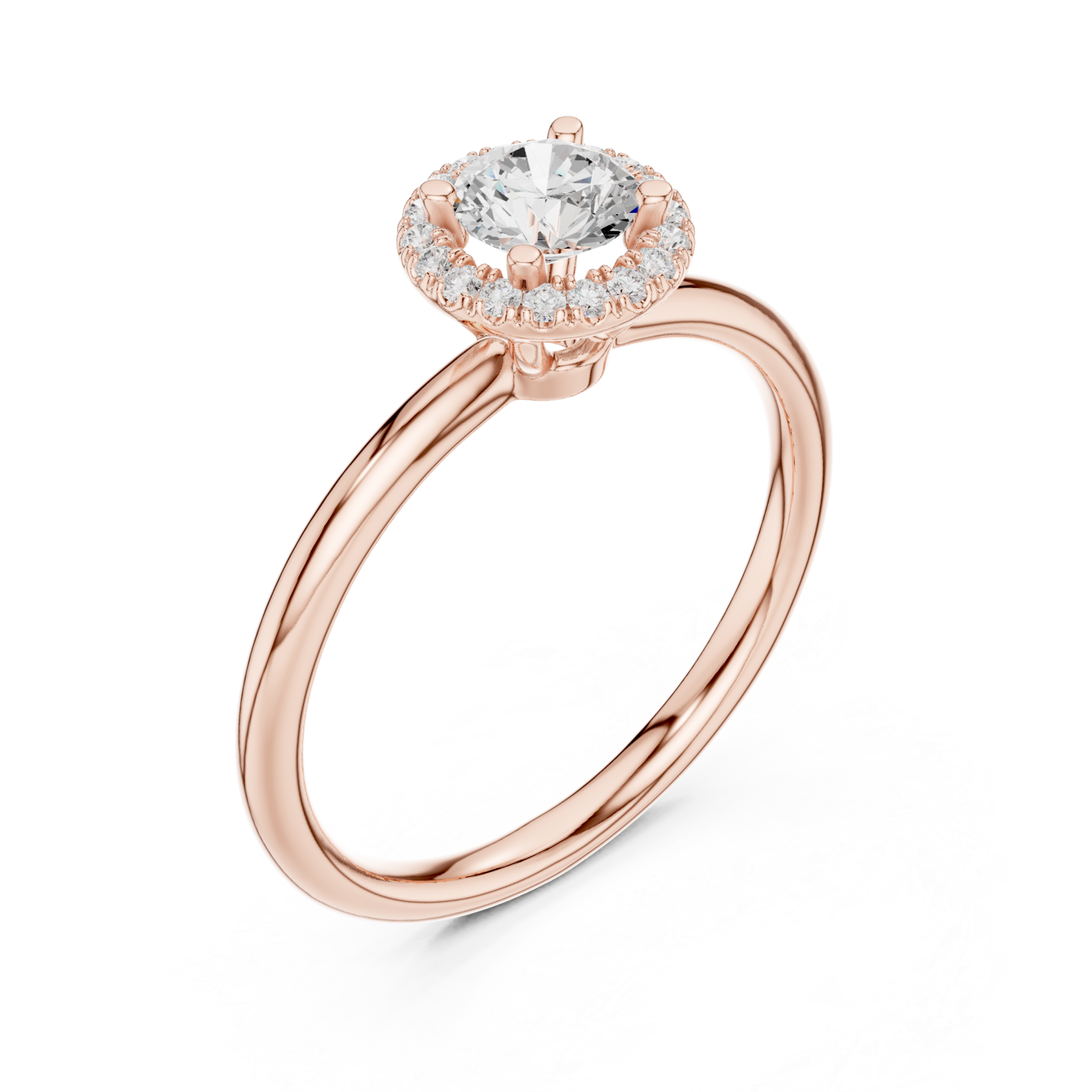  Rose Gold Radiance Halo Solitaire Ring Right View