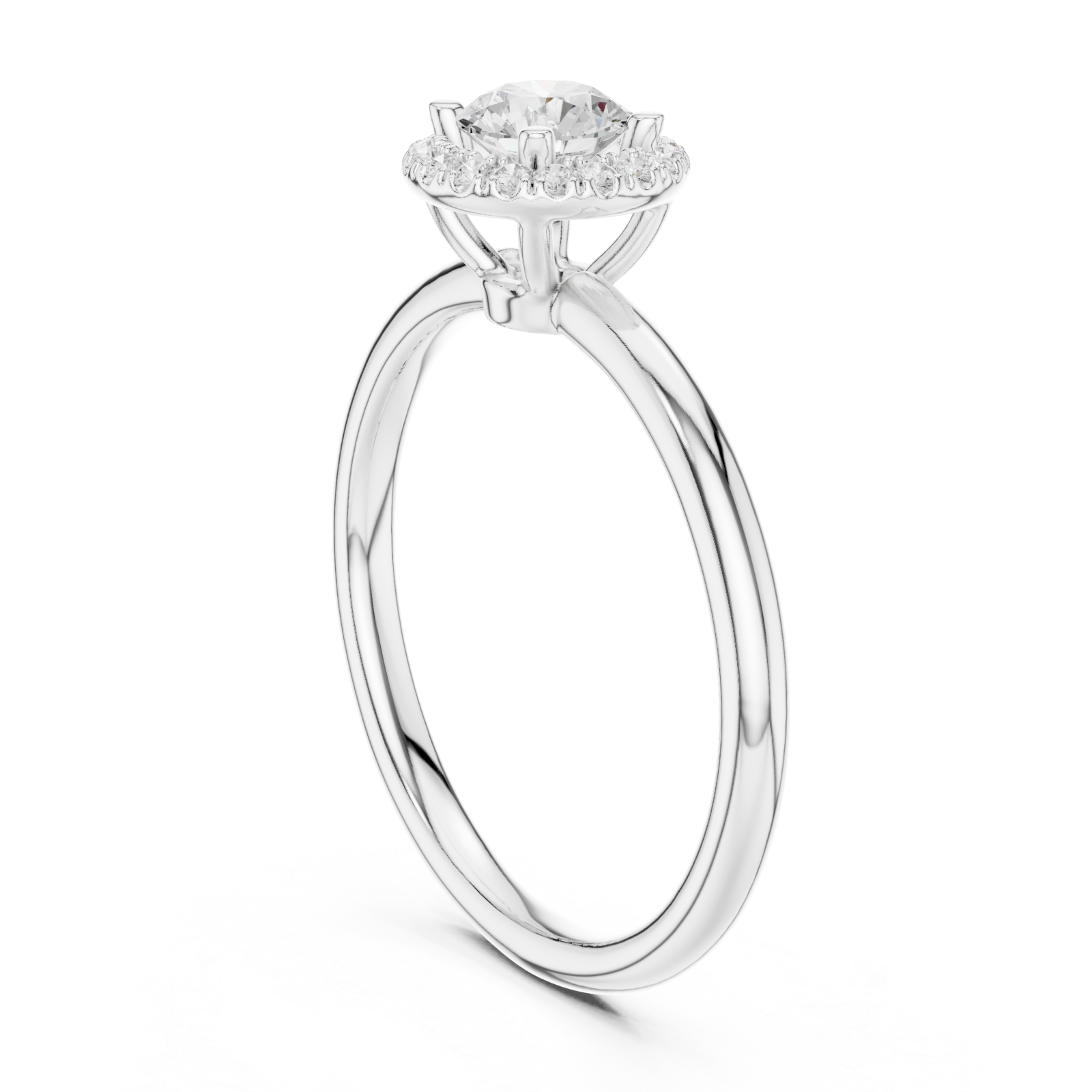  White Gold Radiance Halo Solitaire Ring Left View