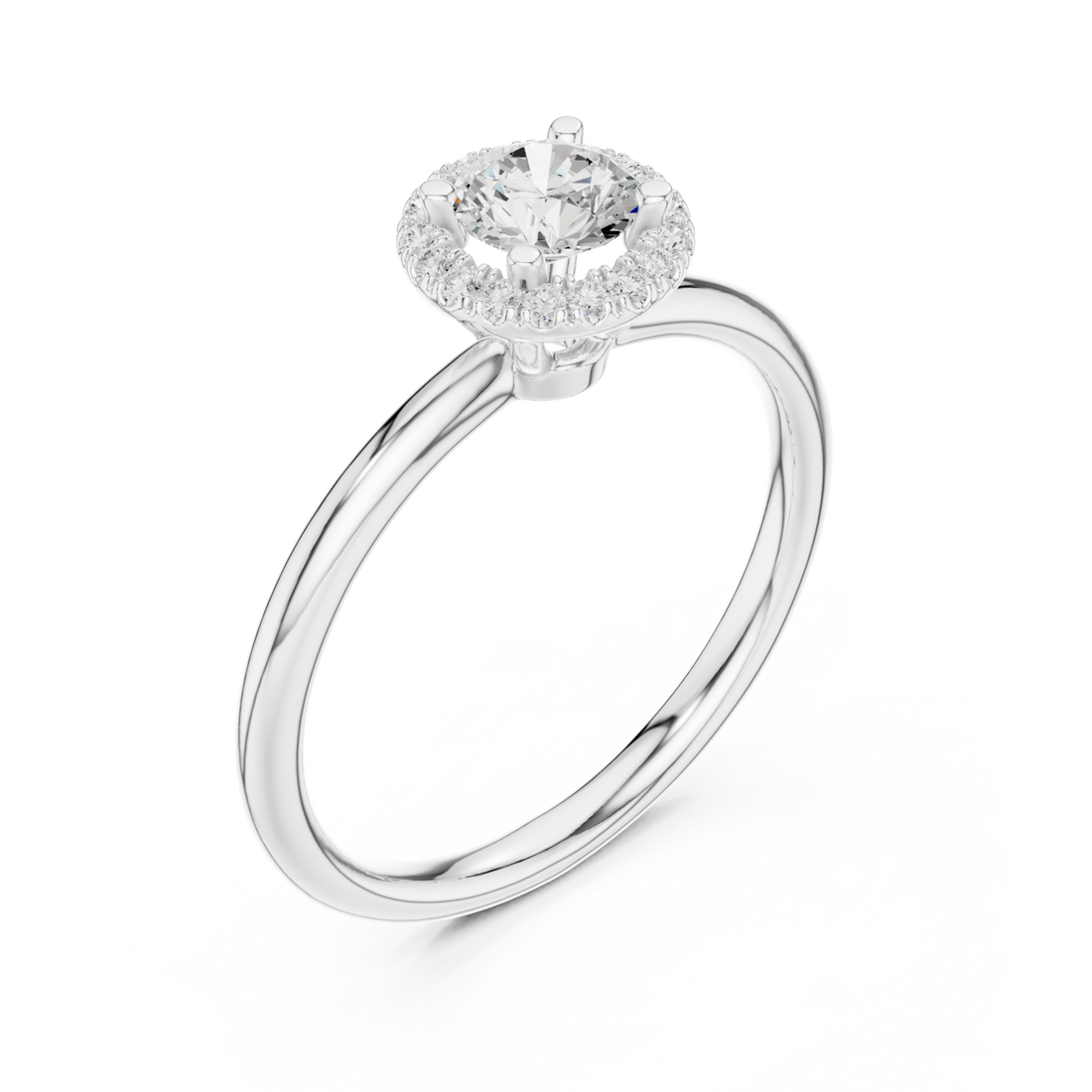  White Gold Radiance Halo Solitaire Ring Right View