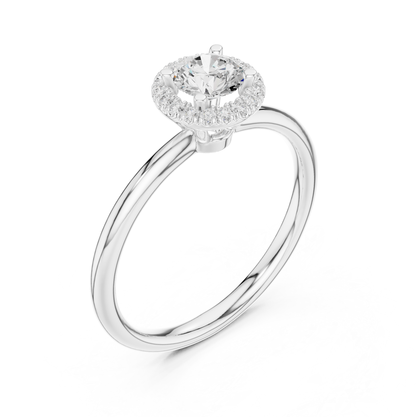  White Gold Radiance Halo Solitaire Ring Right View