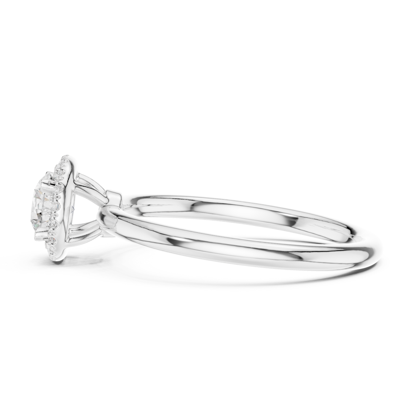  White Gold Radiance Halo Solitaire Ring Side View