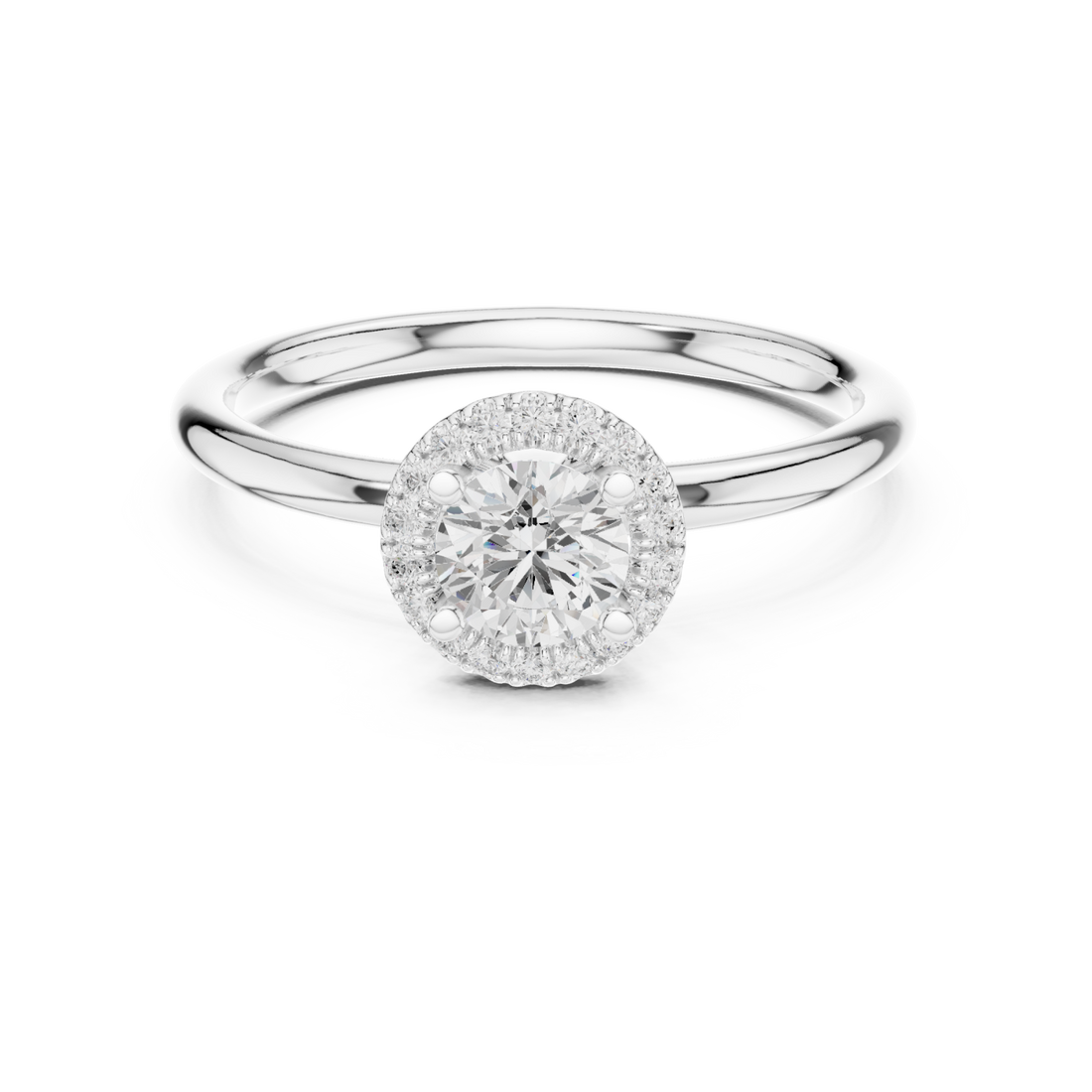  White Gold Radiance Halo Solitaire Ring Right View