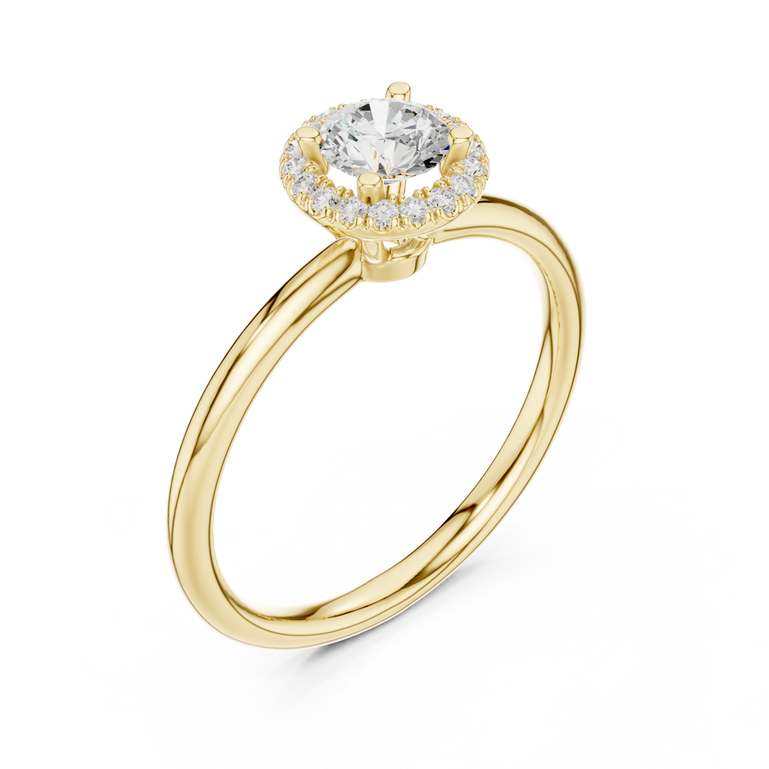 Gold Radiance Halo Solitaire Ring Right View