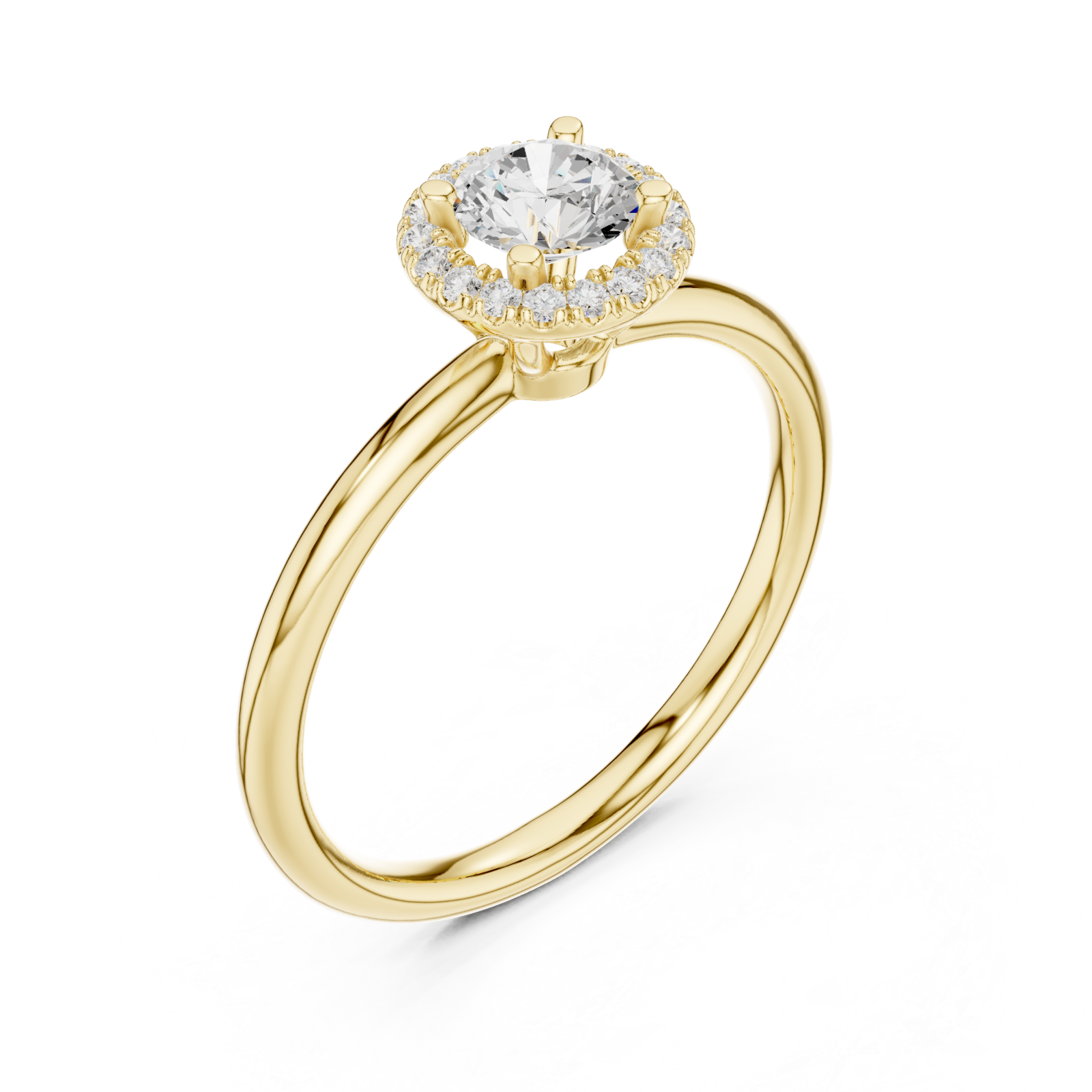 Gold Radiance Halo Solitaire Ring Right View