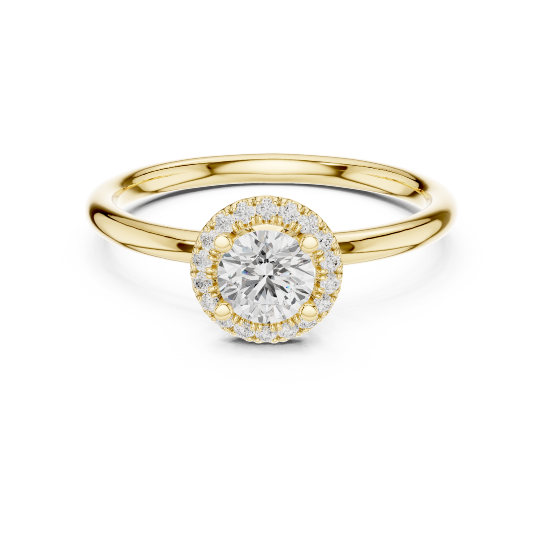 Gold Radiance Halo Solitaire Ring Right View