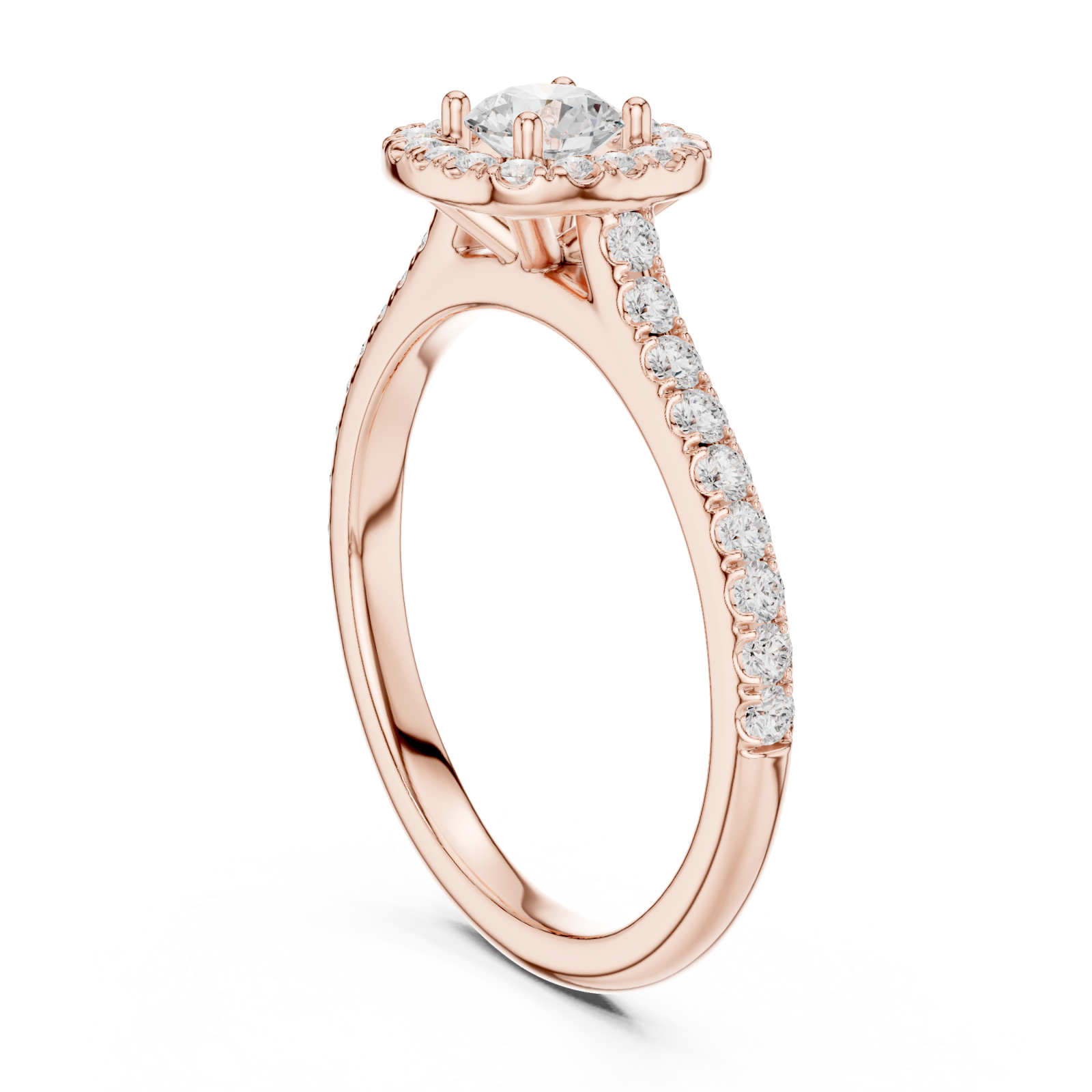  Rose Gold Classic Radiance Halo Ring Left View