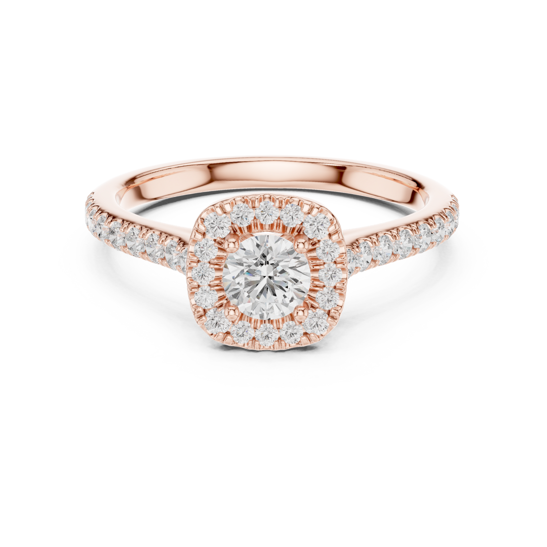  Rose Gold Classic Radiance Halo Ring Right View