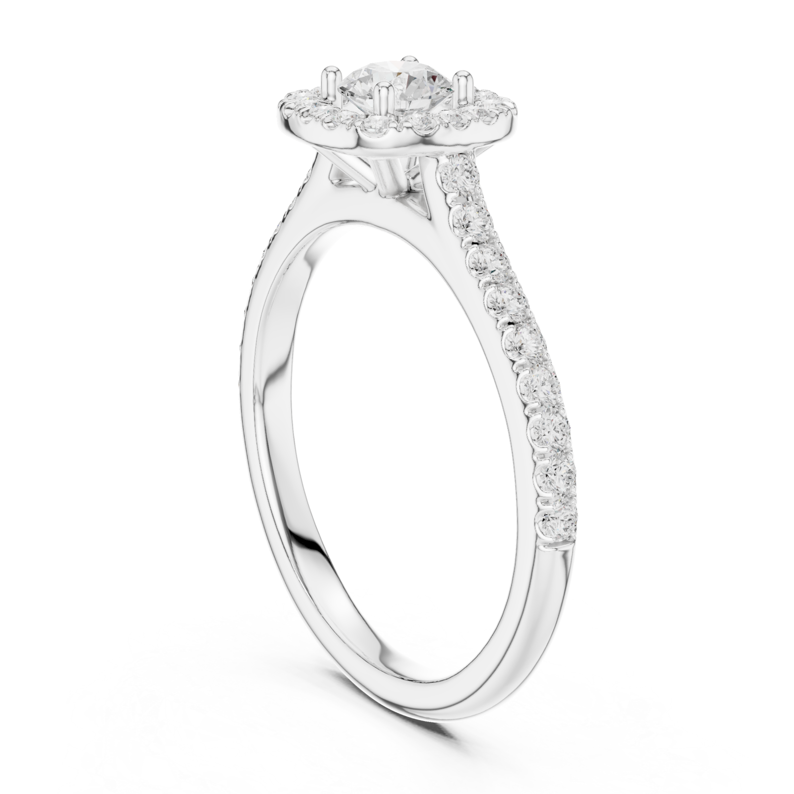  White Gold Classic Radiance Halo Ring Left View