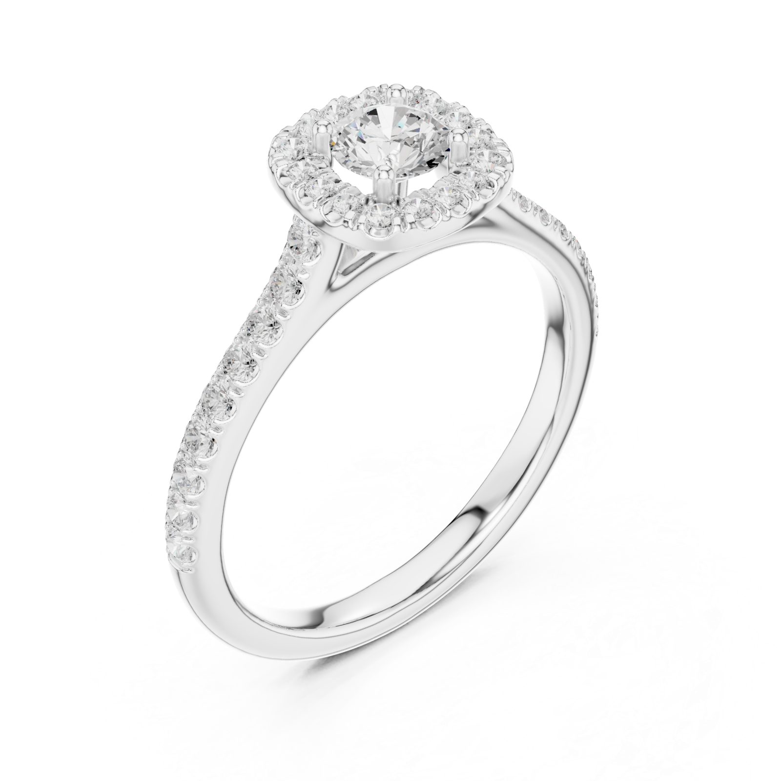  White Gold Classic Radiance Halo Ring Right View