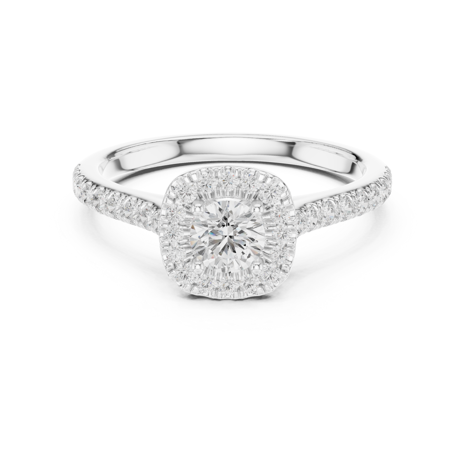  White Gold Classic Radiance Halo Ring Front View