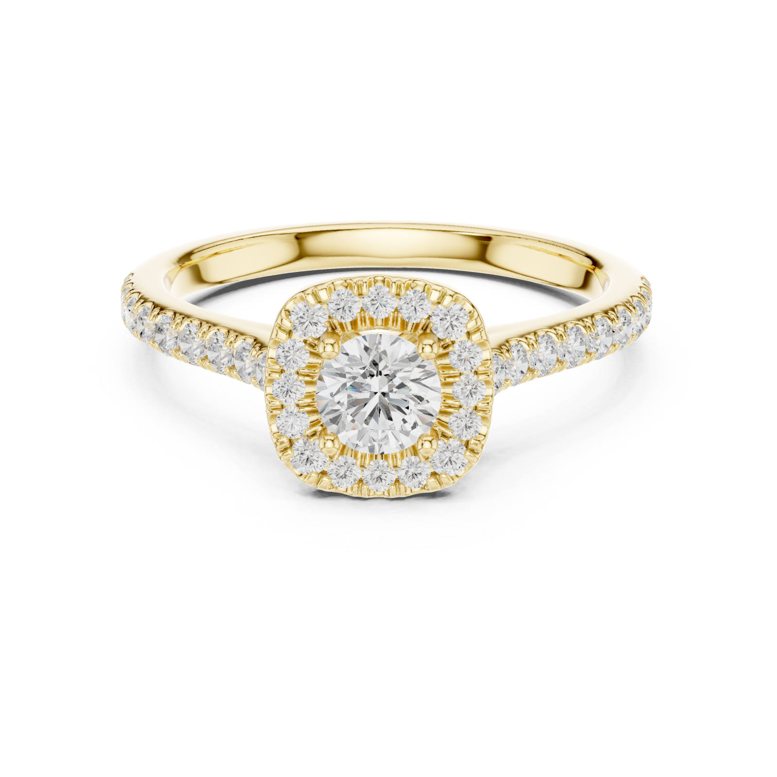 Gold Classic Radiance Halo Ring Front View